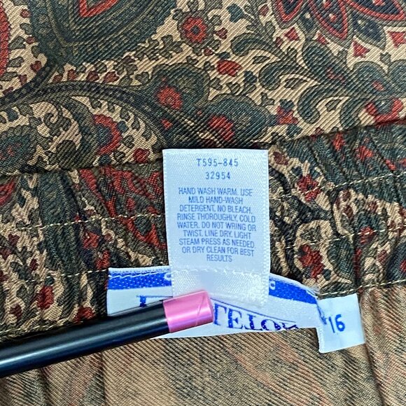 Pendleton Classic Paisley Border Print Faux Wrap Midi Skirt Green Rust 16 NWOT - Picture 12 of 12